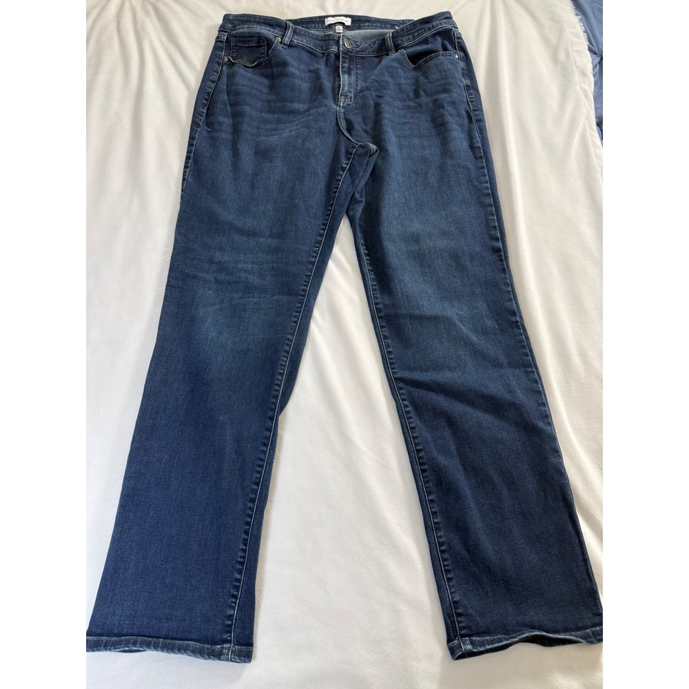 Y2K Lane Bryant Women 20L Dark Wash Straight Leg Stretch Denim Jeans Long